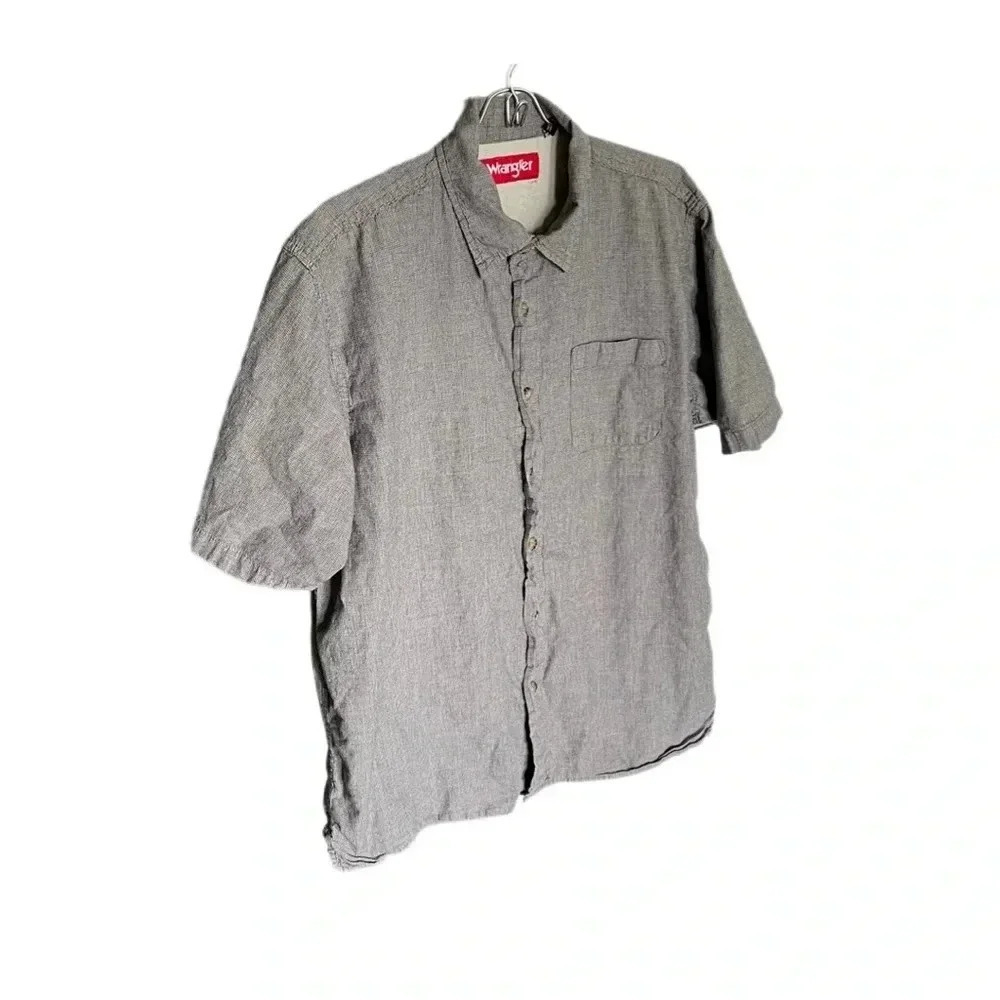 Wrangler Gray Short Sleeve Cotton Button Down Casual Shirt Men’s Large